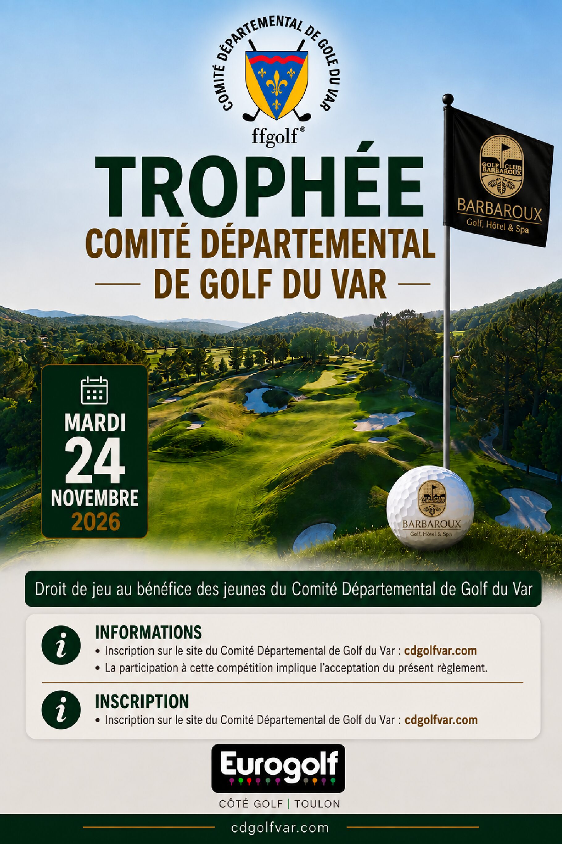 1 er Trophée du Comité Départemental de Golf du Var 24/11/2026